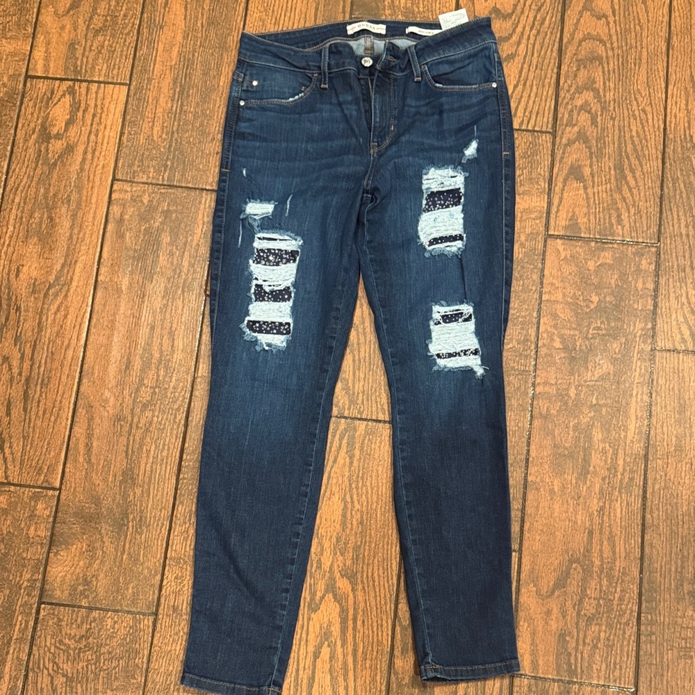 Guess Navy Distressed Skinny Jeans